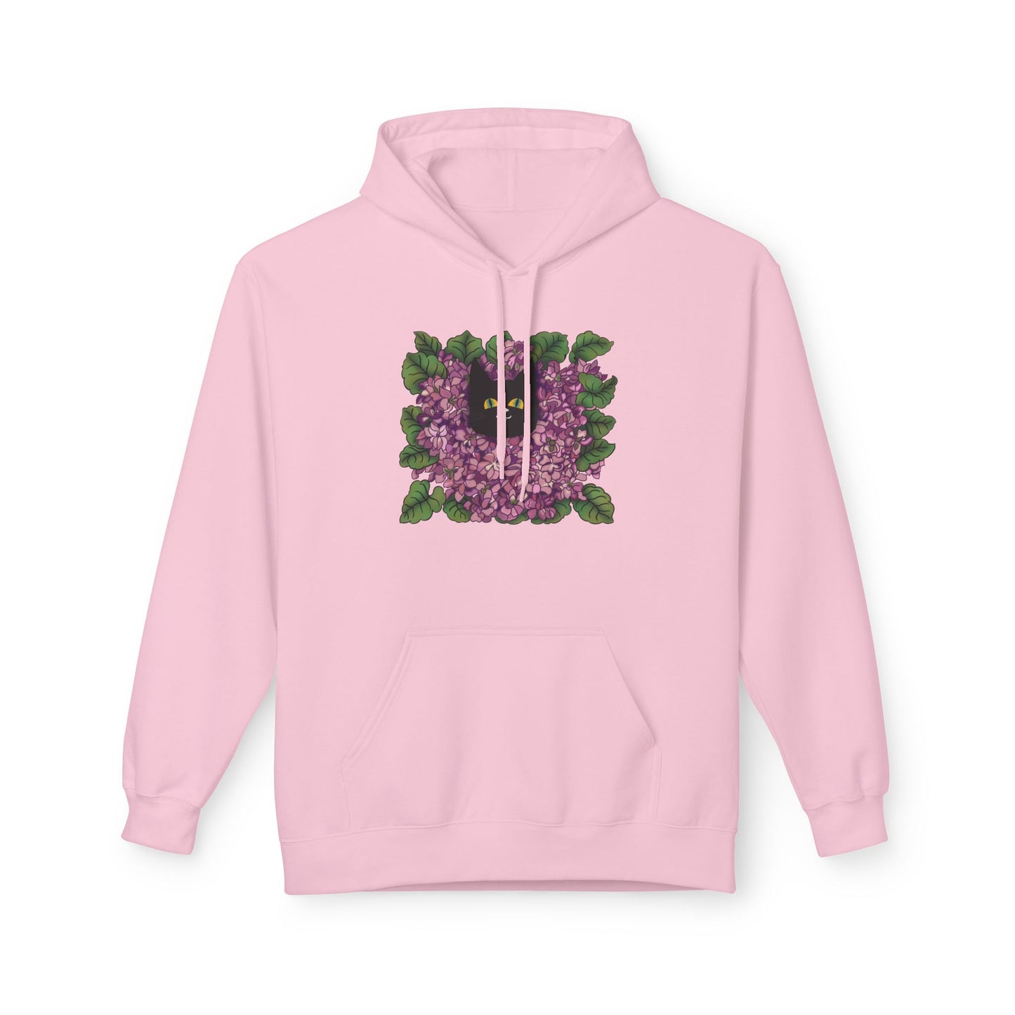 Lillac Black Cat Hoodie — Vintage Purple Lilac Graphic Pullover