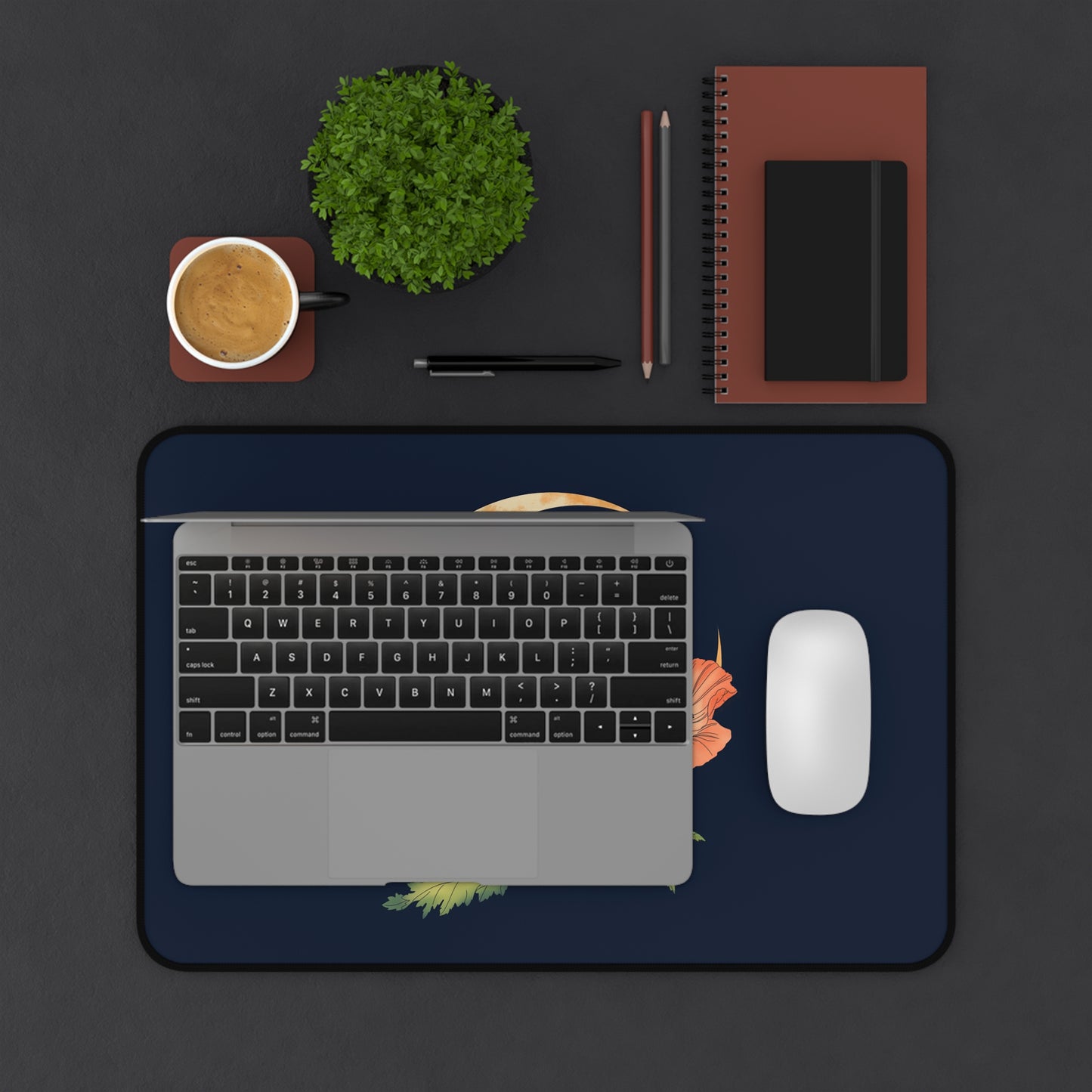 Poppies Crescent Moon Desk Mat