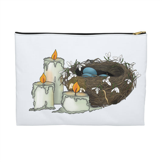 Imbolc Candle Nest Makeup Bag, Easter Gift, Spring Travel Organizers, Cute Storage Bag for Essentials