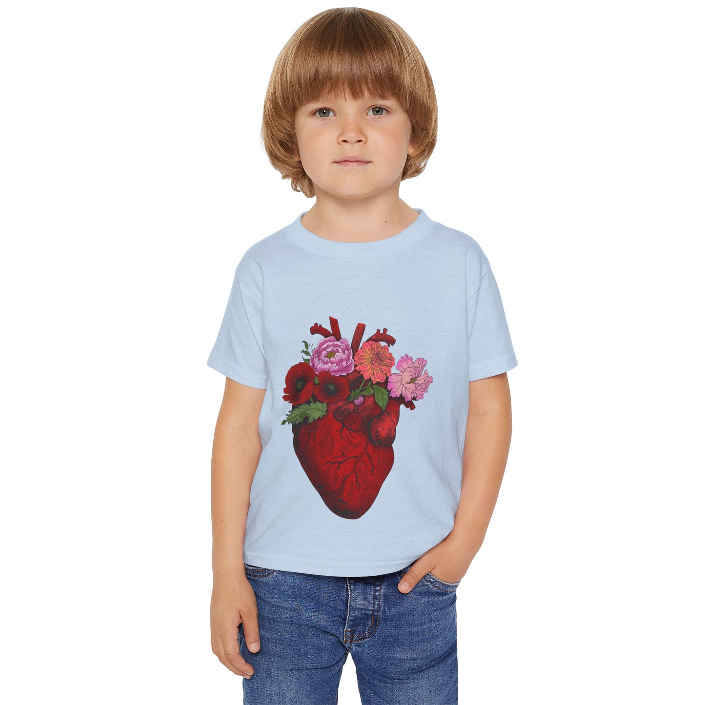 Floral Heart Toddler T-Shirt — Floral Anatomical Heart Graphic