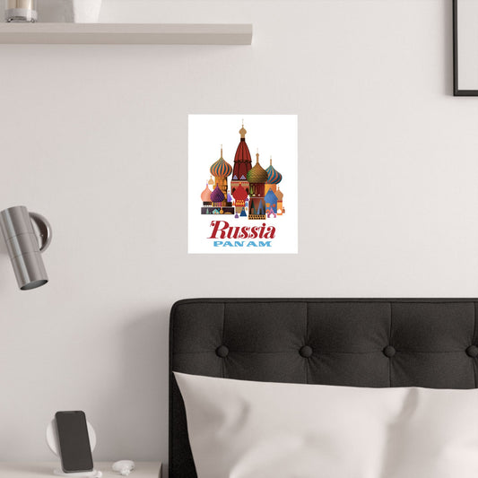 Vintage Air Travel Pan-Am Russia Satin Poster