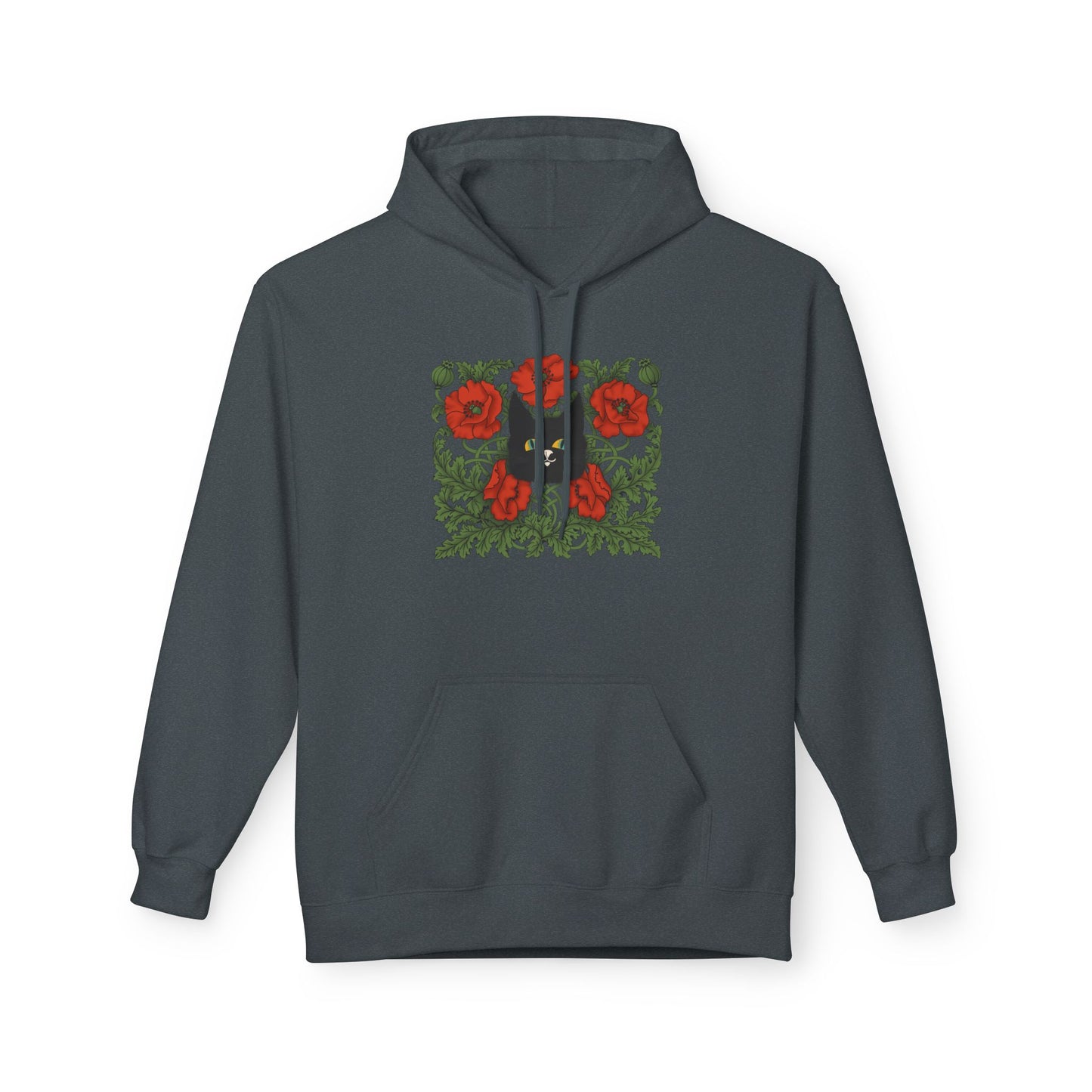 Poppy Floral Hoodie — Red Poppies Vintage Botanical Print