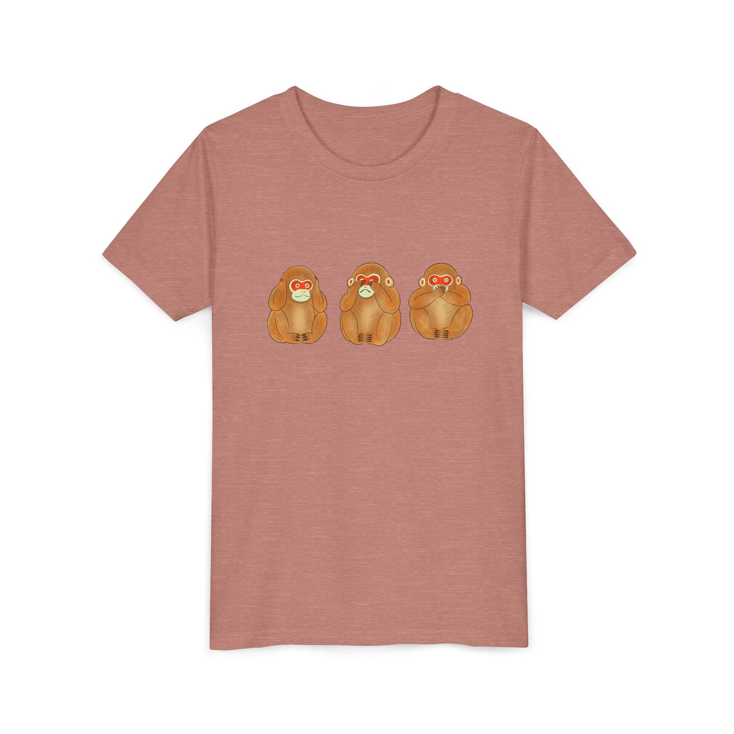 Three Wise Monkeys Fushimi clay doll Youth TShirt | Three Wise Monkeys