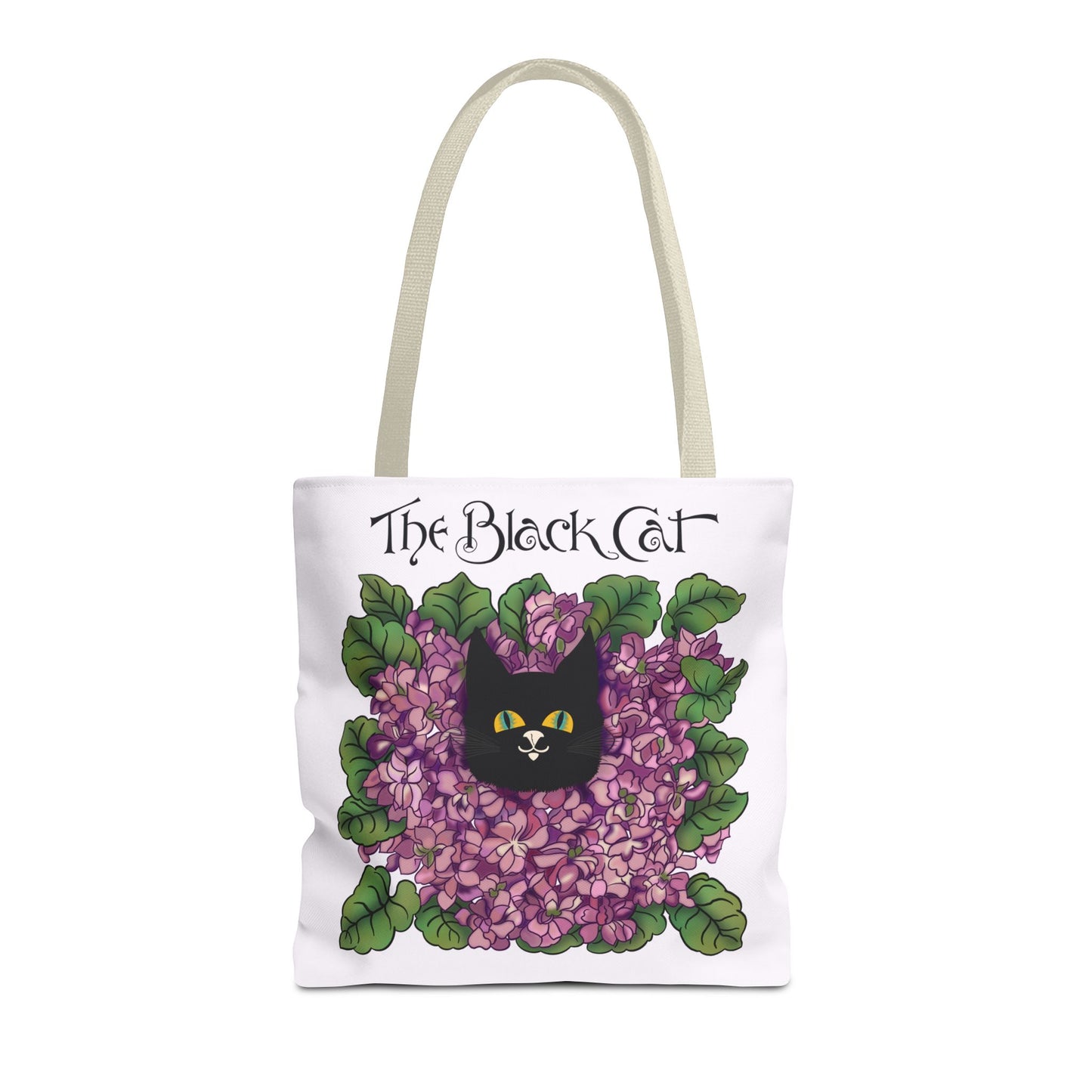 Black Cat Lilac Tote Bag — "The Black Cat" AOP Canvas Tote