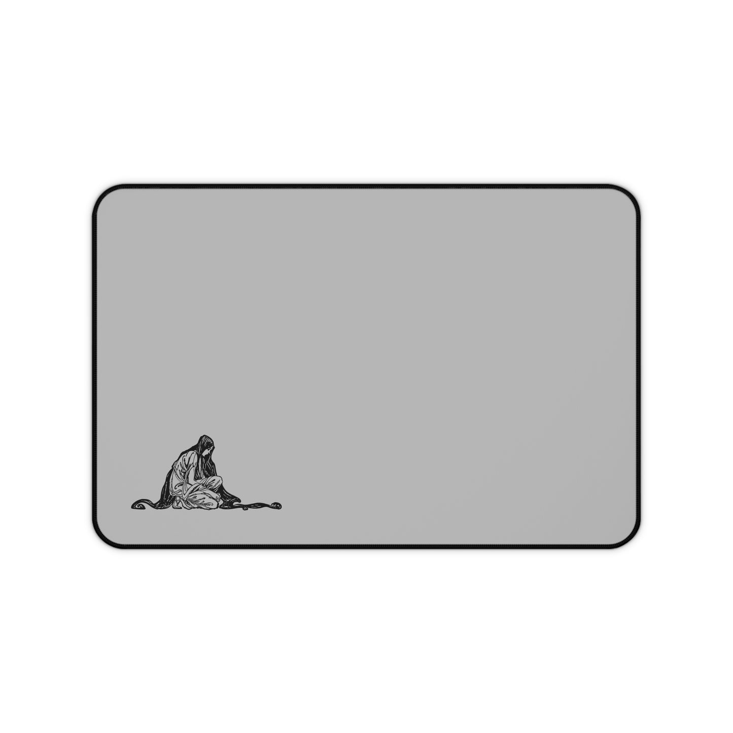 Elegant Grey Desk Mat with Artistic Illustration