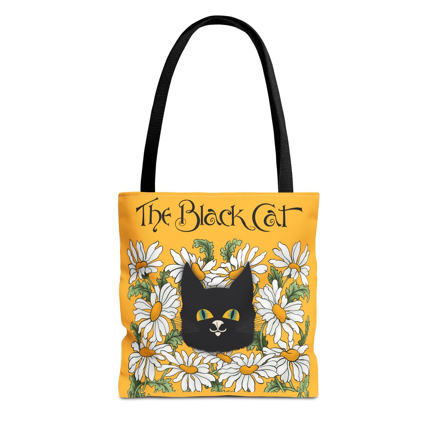 The Black Cat Yellow Daisy Tote Bag — The Black Cat Floral Canvas Tote