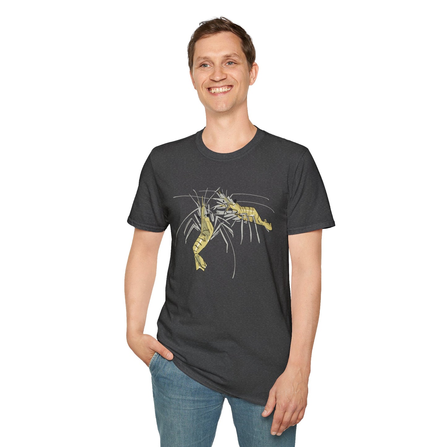 les crevettes by Mathurin Méheut Unizex Tshirt — Minimal Coastal Seafood Graphic Tshirt