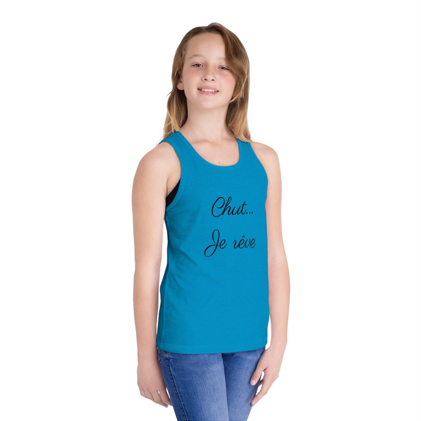 Kids' Tank Top — "Chut... Je rêve" French Script Sleepy Dreamer Tee