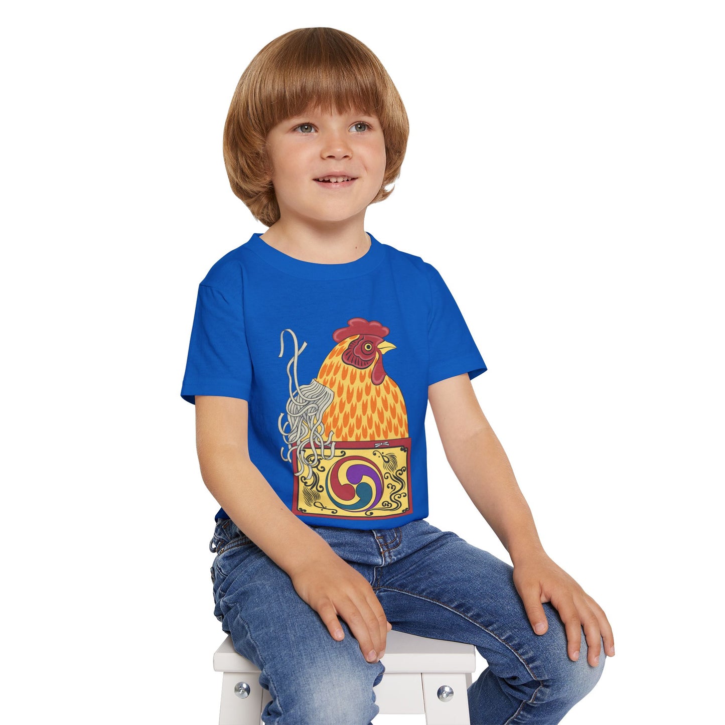 Japanese Rooster Toddler T-Shirt — Colorful Rooster Shimizu Seifū