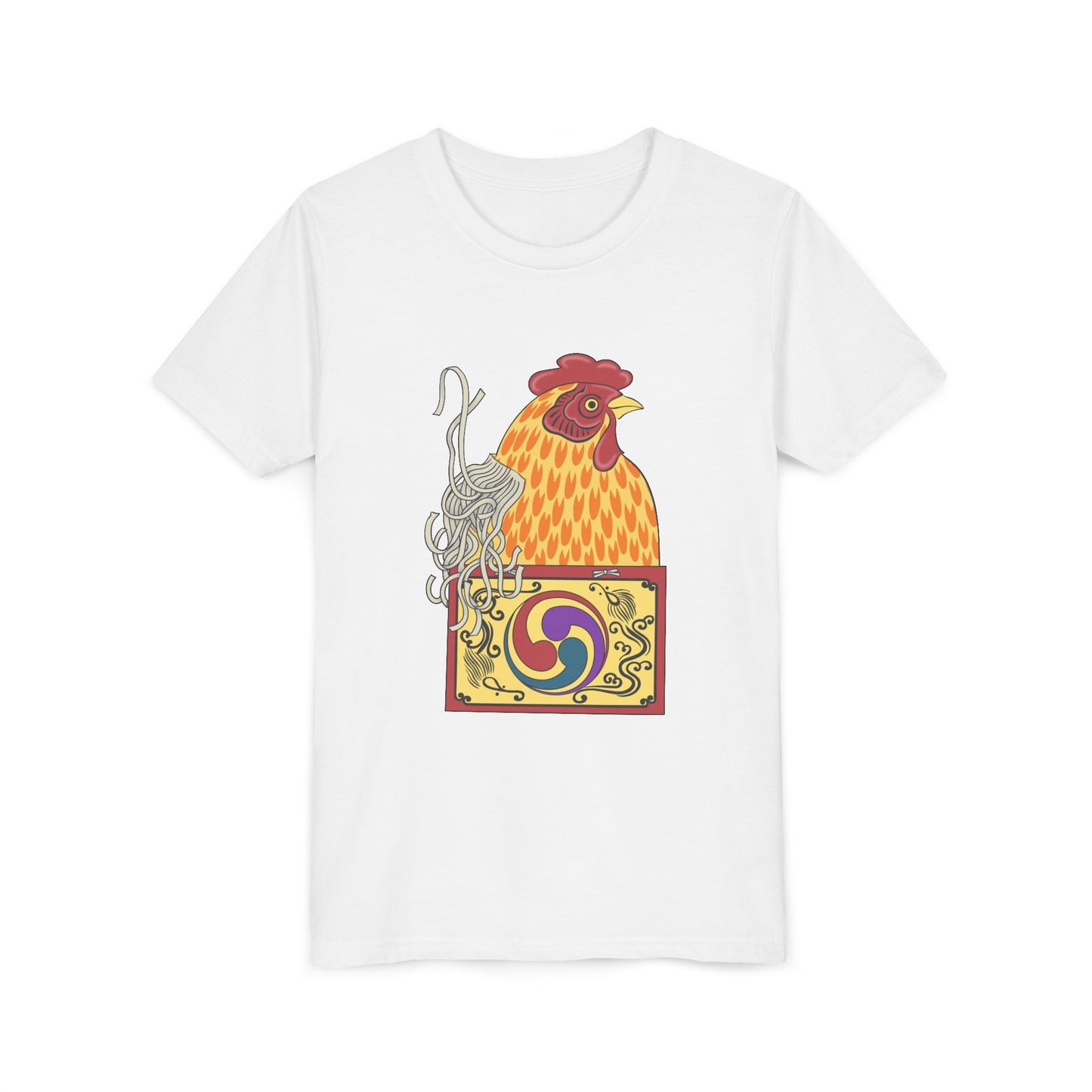Japanese Rooster  Youth T-Shirt — Colorful Rooster Shimizu Seifū