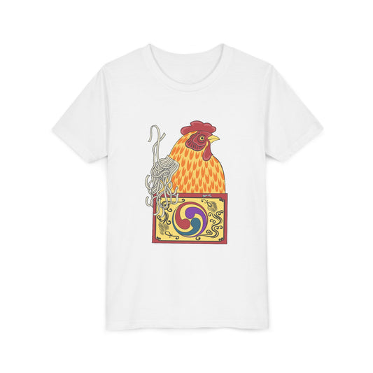 Japanese Rooster  Youth T-Shirt — Colorful Rooster Shimizu Seifū