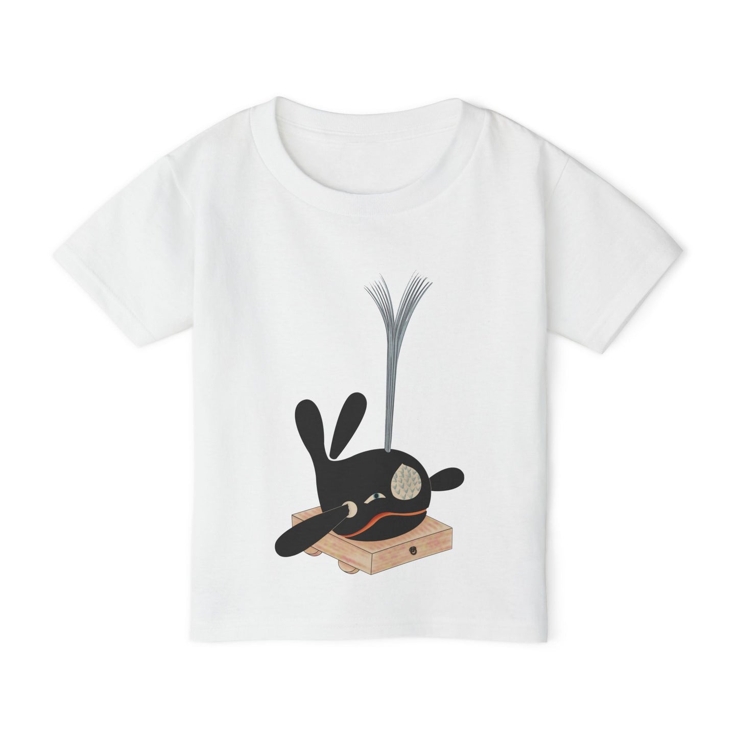 Vintage Japanese Toy Whale Kids T-Shirt — "Kujira no Shoufuki" Whale on Crate Toddler Tee