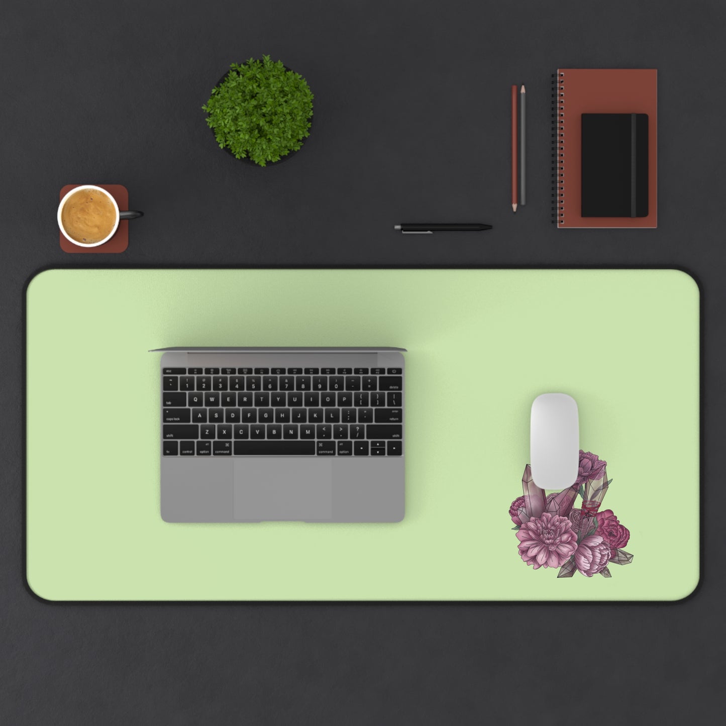 Crystal and Floral Desk Mat