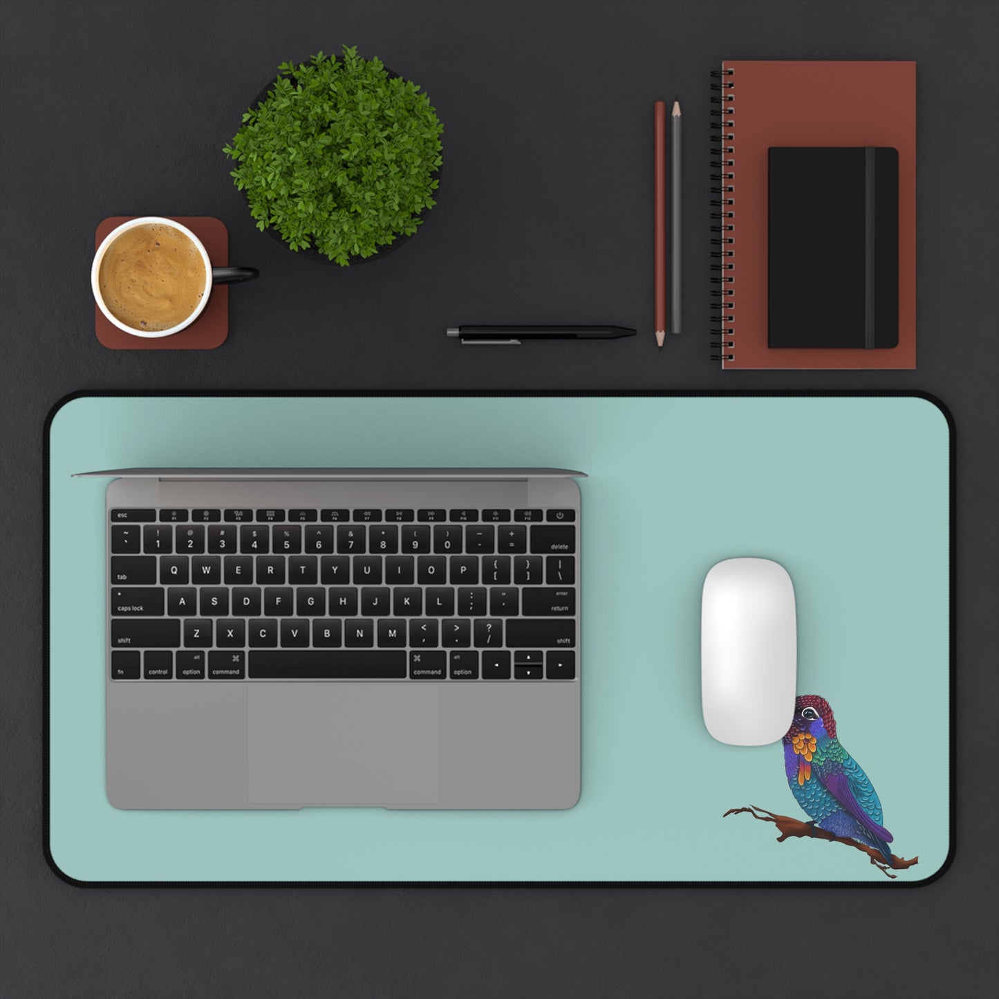 Colorful Hummingbird Desk Mat