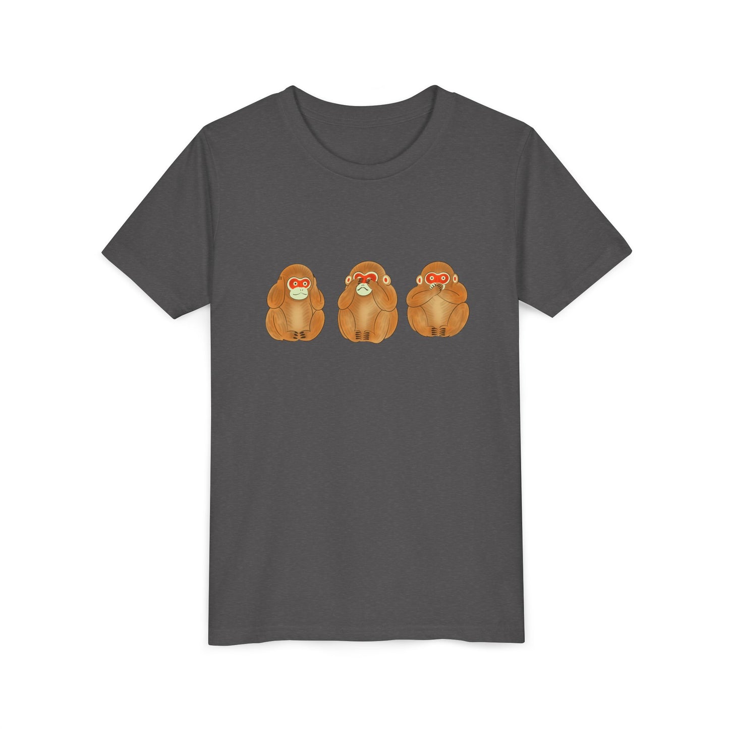 Three Wise Monkeys Fushimi clay doll Youth TShirt | Three Wise Monkeys