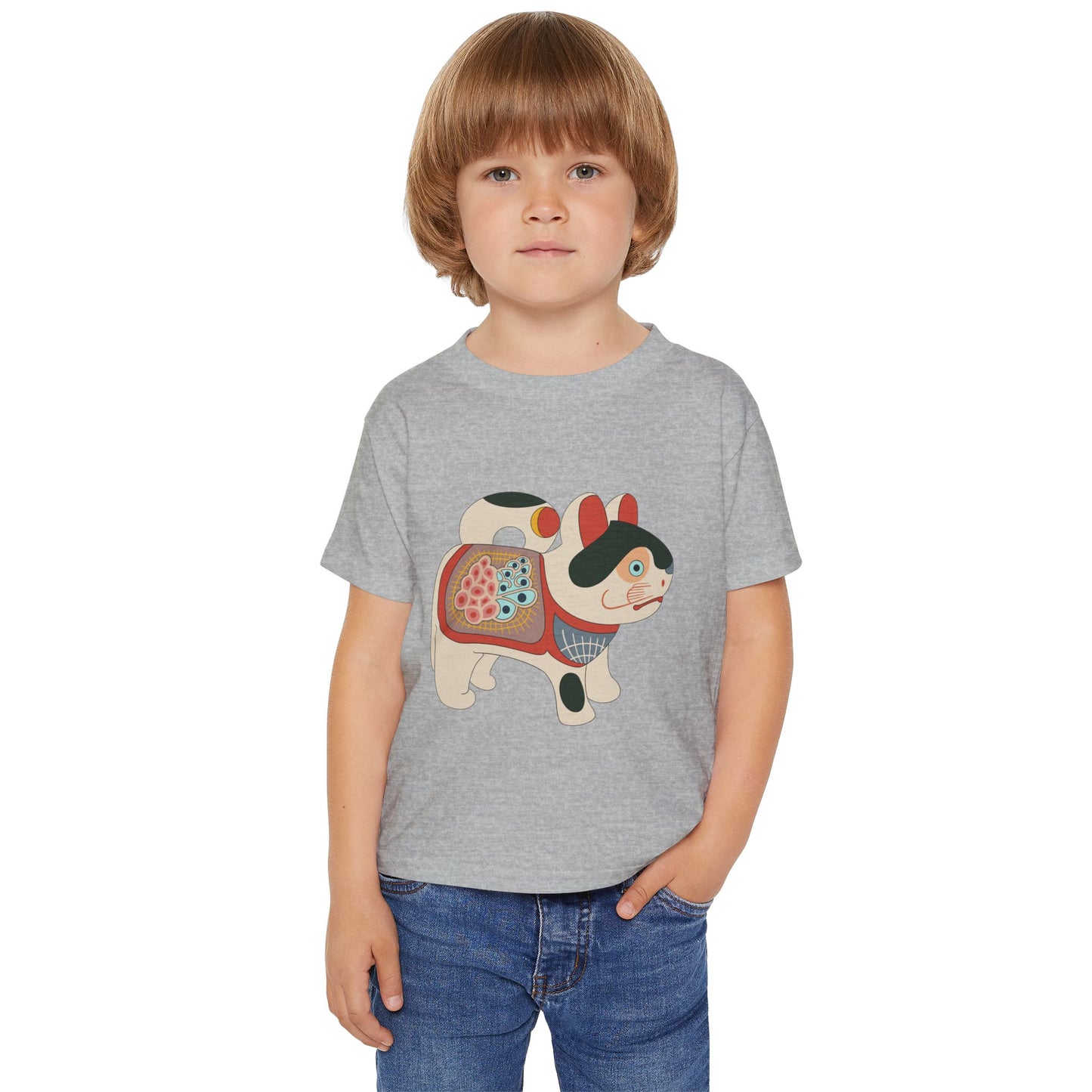 Lucky Inu Hariko illustration by Kawasaki Kyosen Toddler Tshirt — Japanese Lucky Cat Tee