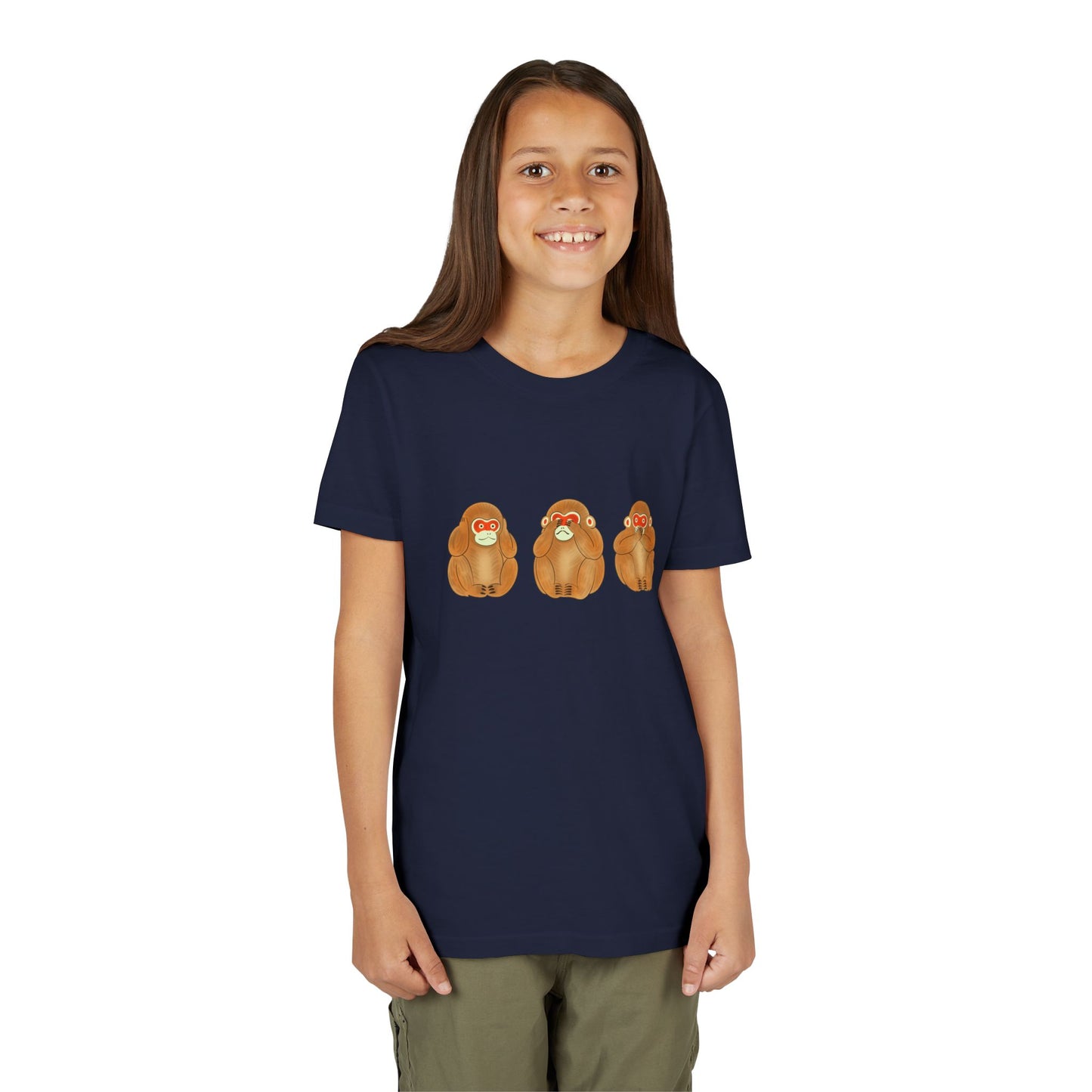 Three Wise Monkeys Fushimi clay doll Youth TShirt | Three Wise Monkeys