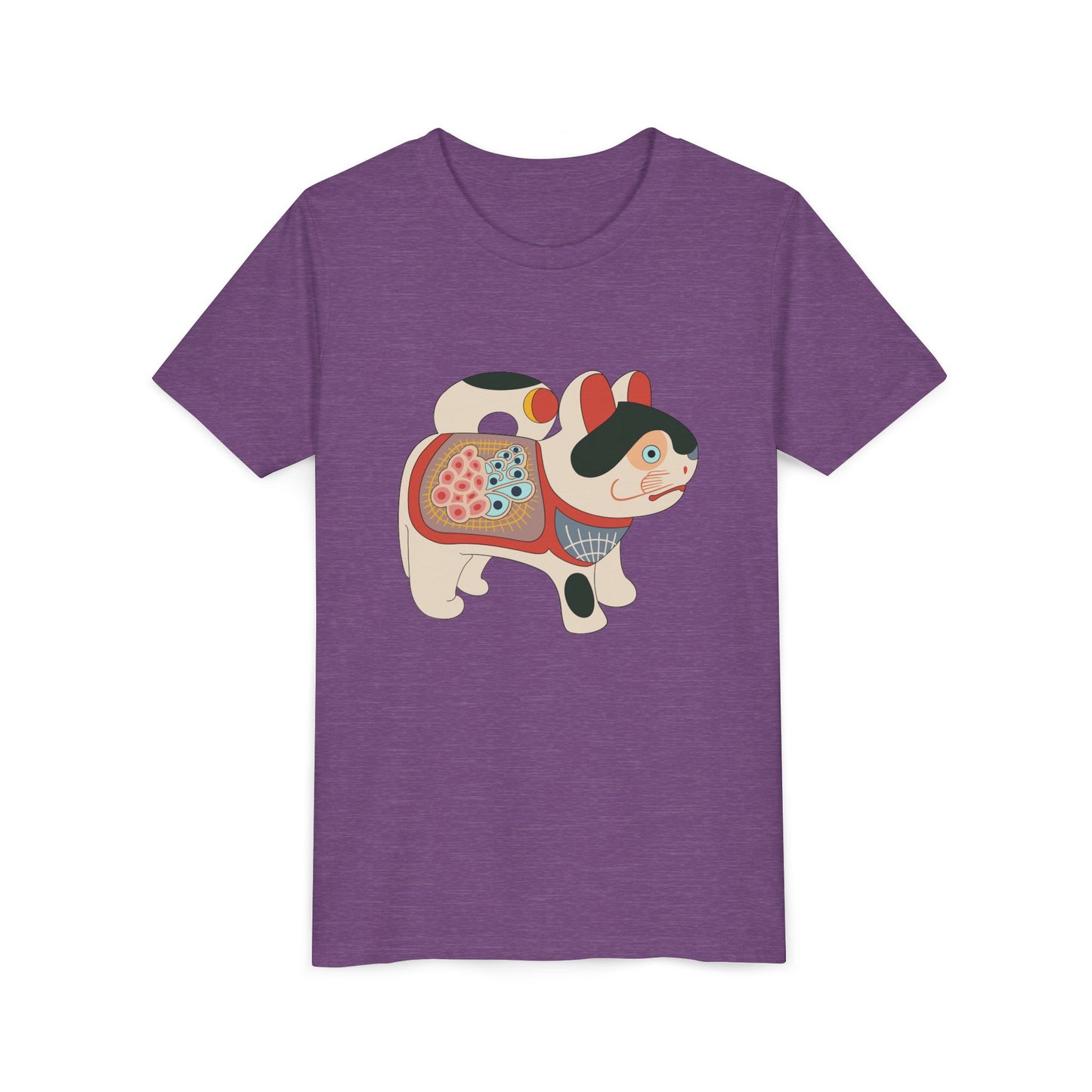 Lucky Inu Hariko illustration by Kawasaki Kyosen Youth Tshirt— Japanese Lucky Cat Tee