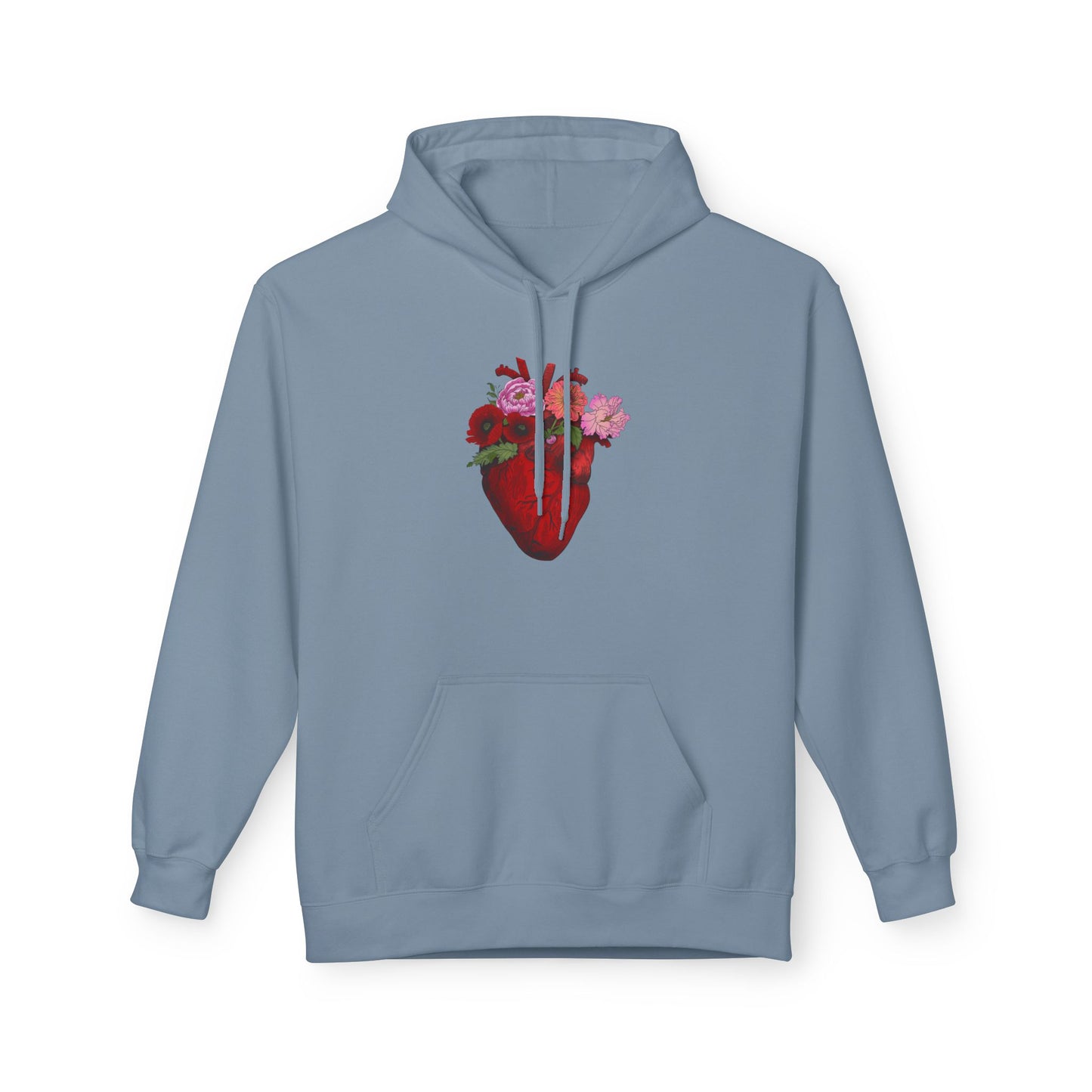 Floral Anatomical Heart Hoodie — Botanical Heart Graphic Pullover