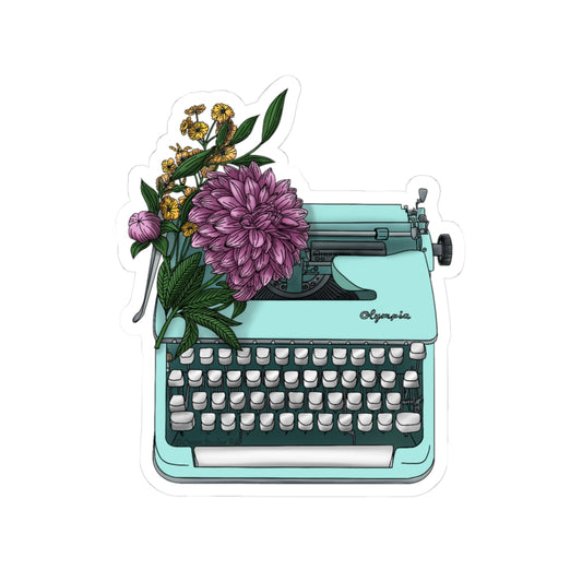 Vintage Typewriter Floral Sticker