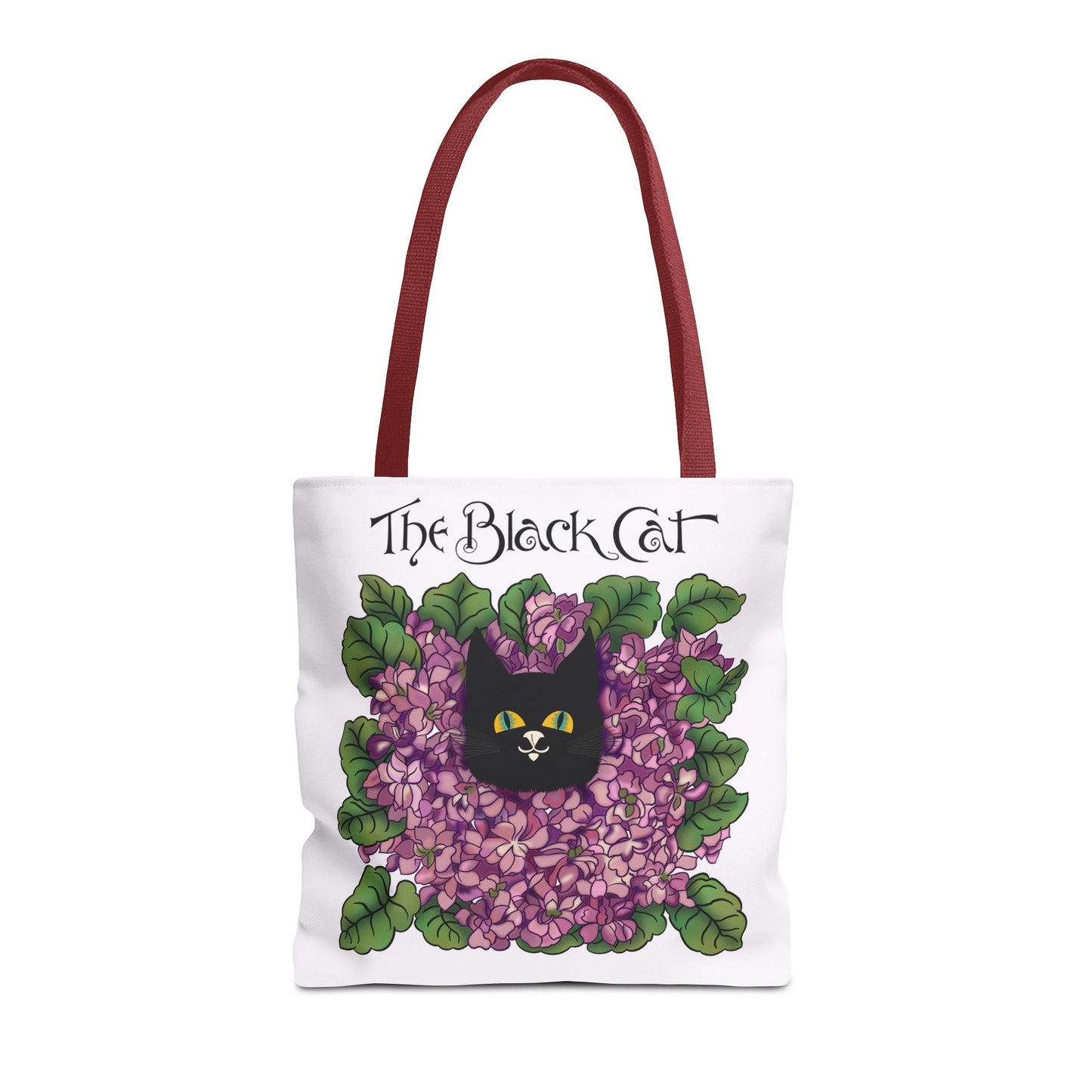 Black Cat Lilac Tote Bag — "The Black Cat" AOP Canvas Tote