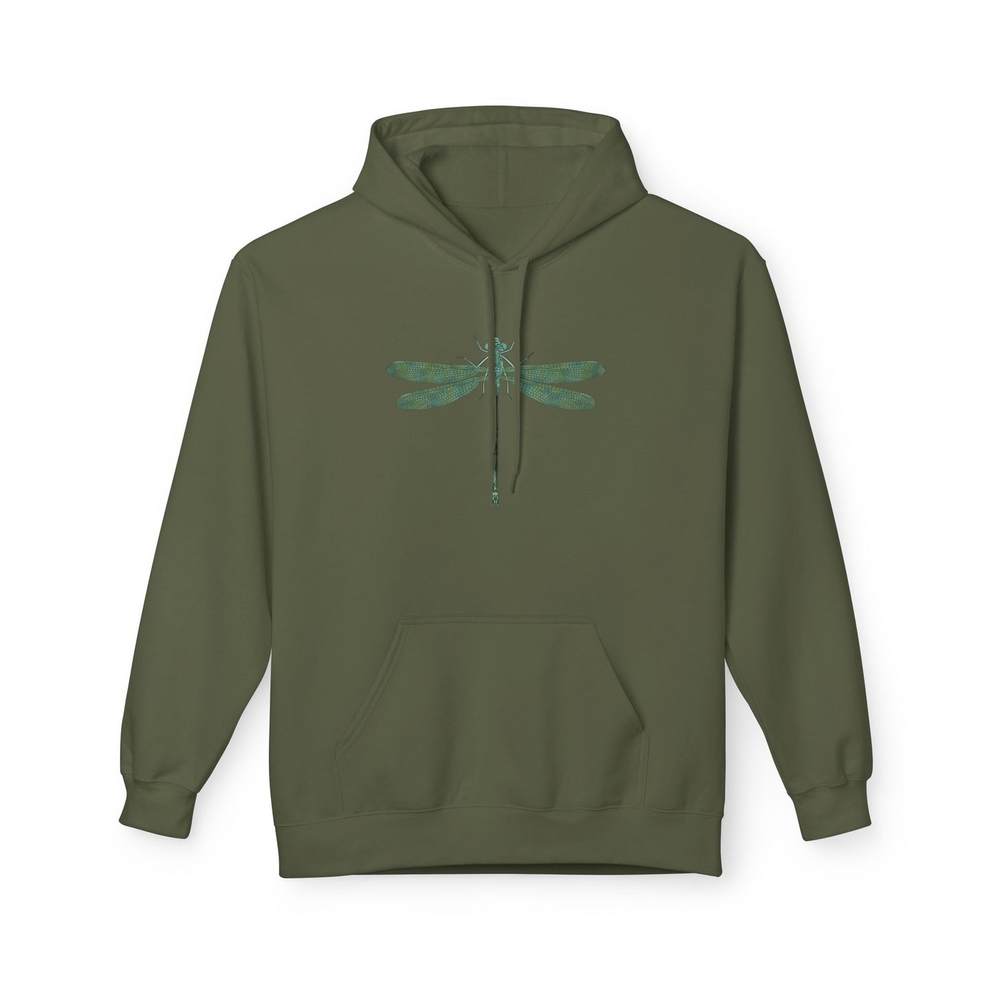 Dragonfly Minimalist Hoodie — Subtle Green Nature Graphic