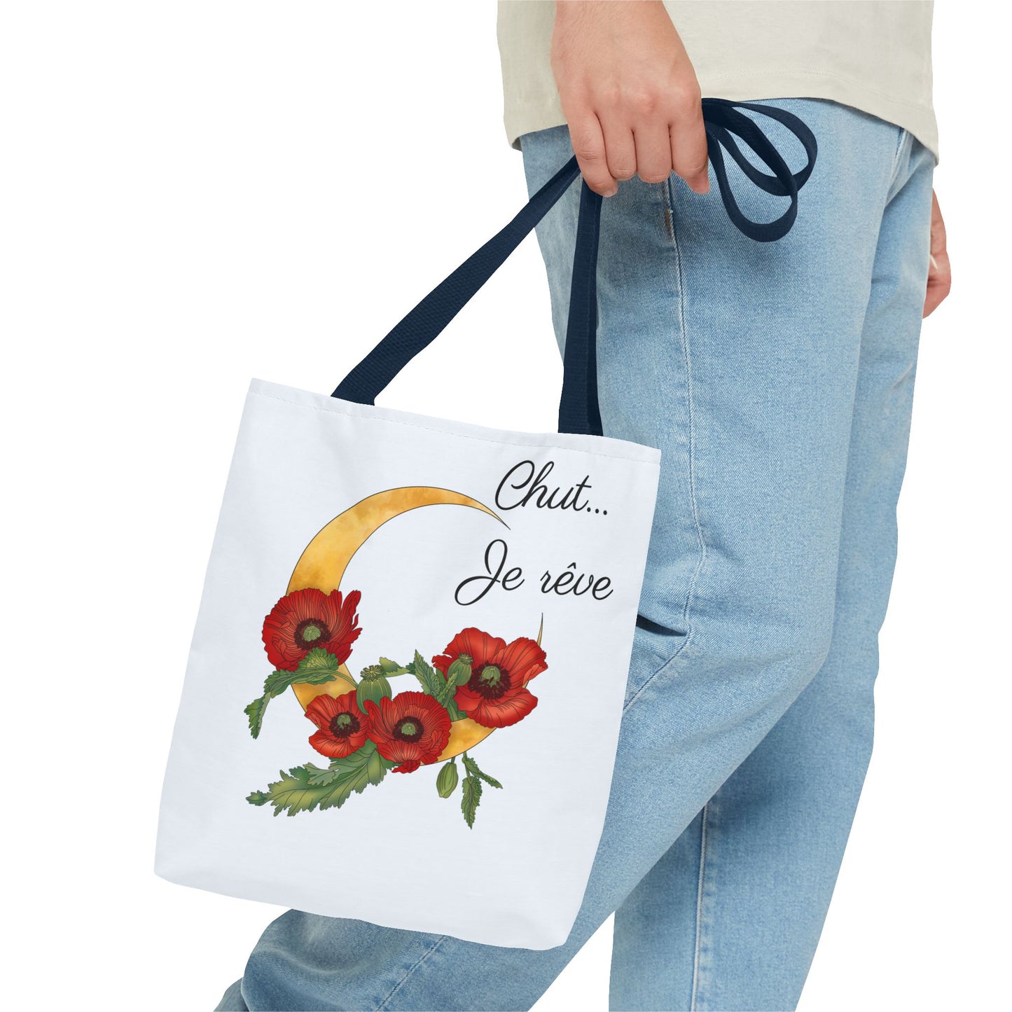 Tote Bag — "Chut... Je rêve" French Script Reversible Tote
