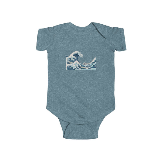 Baby Onesie with Vintage Hokusai Wave Print — Infant Bodysuit