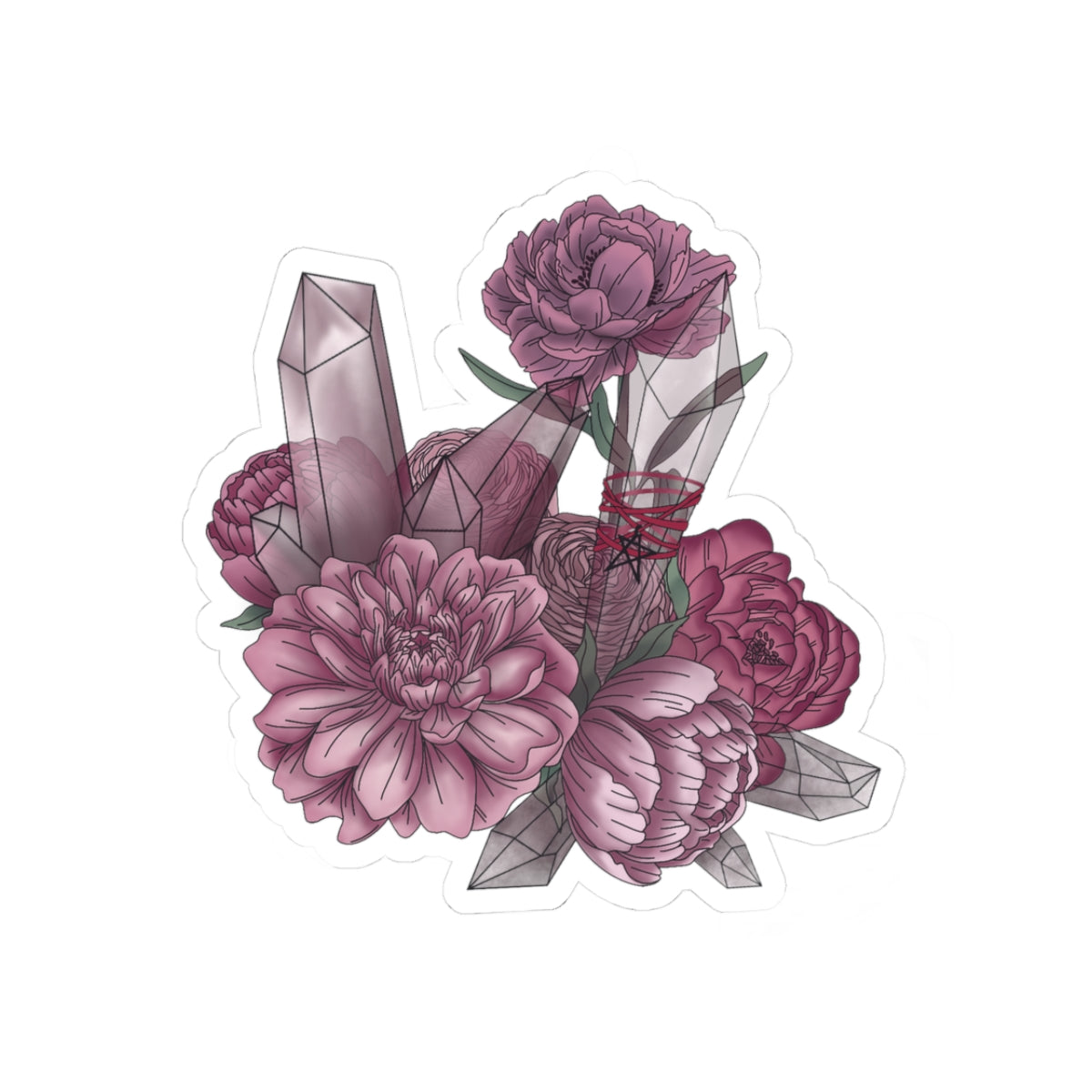 Peonies Crystal Cluster Sticker