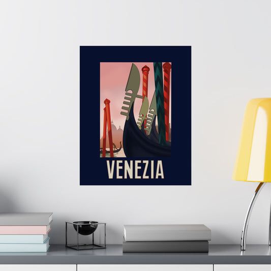 Vintage Travel Destination Venezia Satin Poster