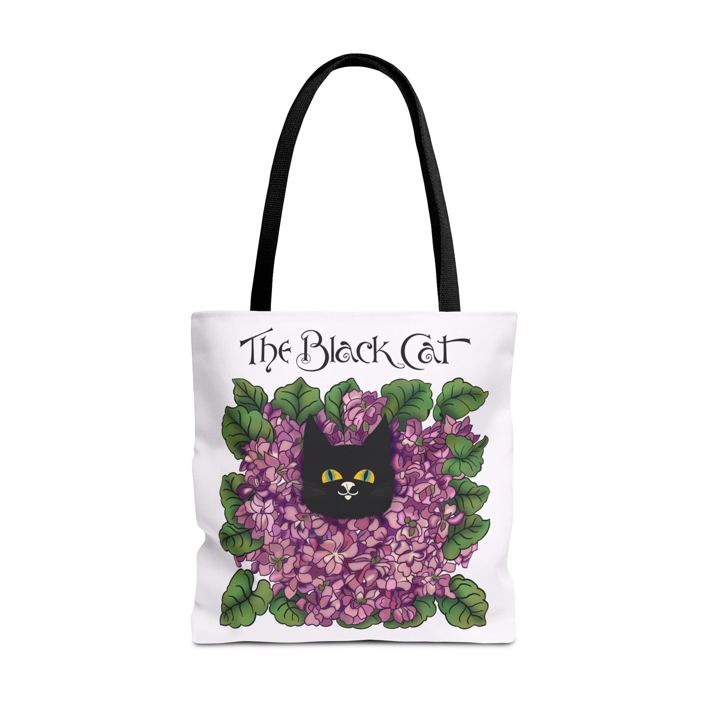 Black Cat Lilac Tote Bag — "The Black Cat" AOP Canvas Tote