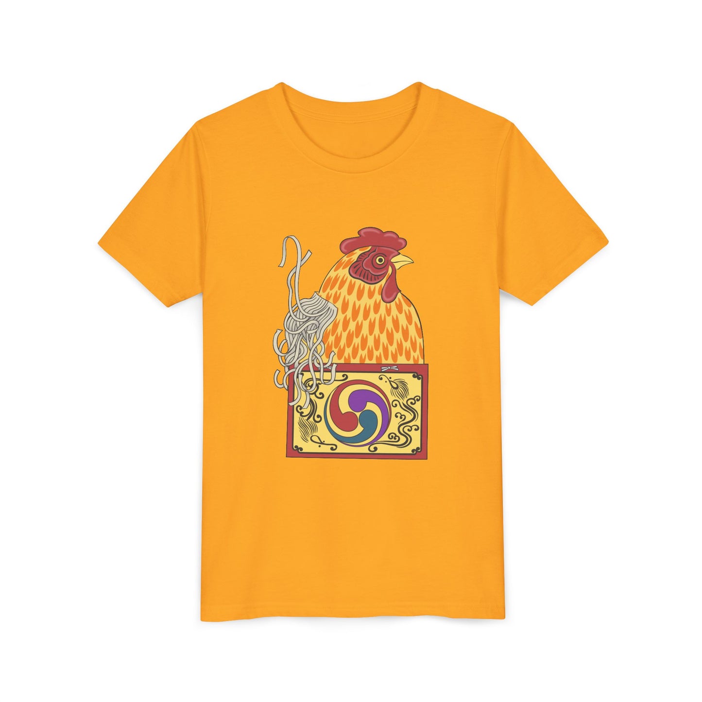 Japanese Rooster  Youth T-Shirt — Colorful Rooster Shimizu Seifū