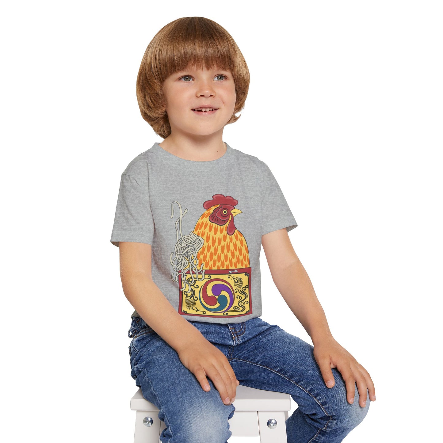 Japanese Rooster Toddler T-Shirt — Colorful Rooster Shimizu Seifū