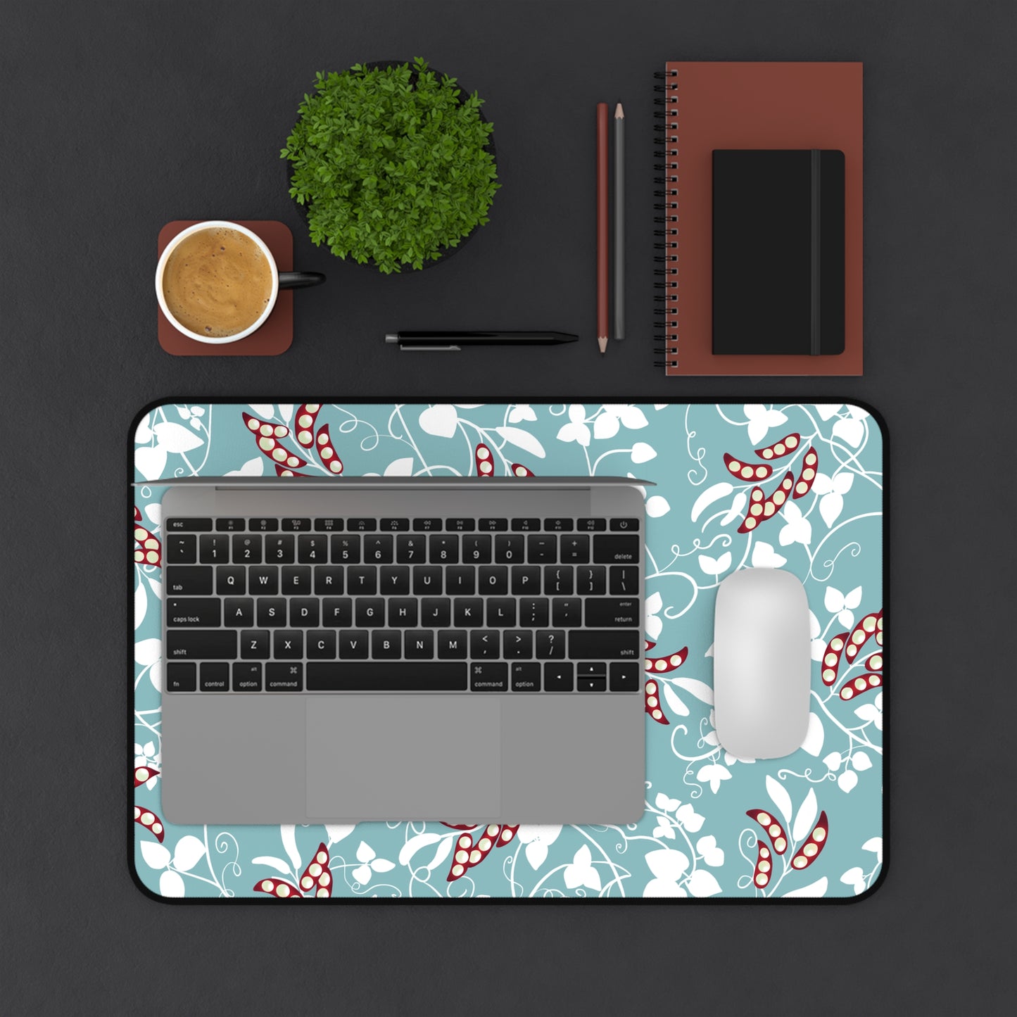 Floral & Pea Pods Desk Mat