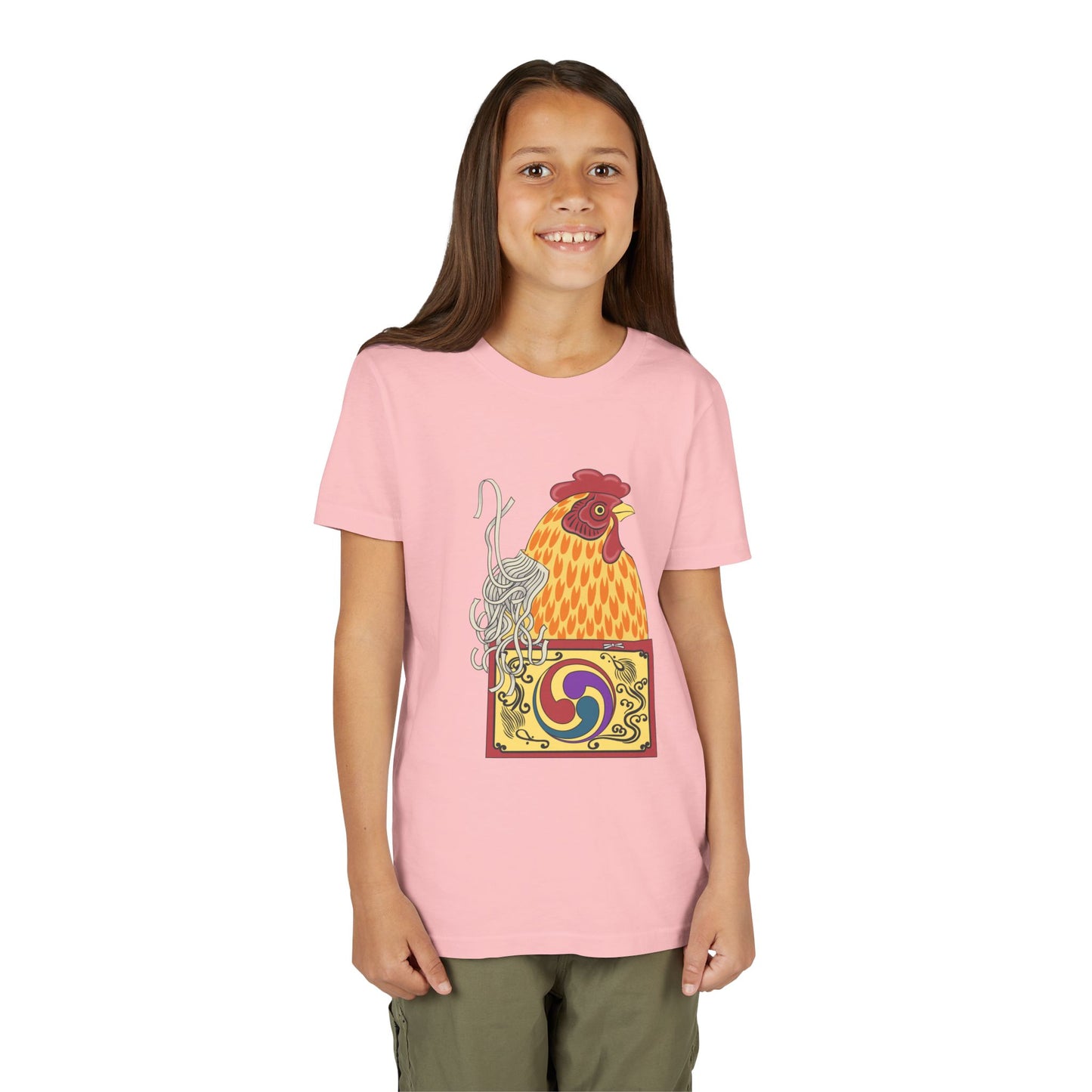 Japanese Rooster  Youth T-Shirt — Colorful Rooster Shimizu Seifū