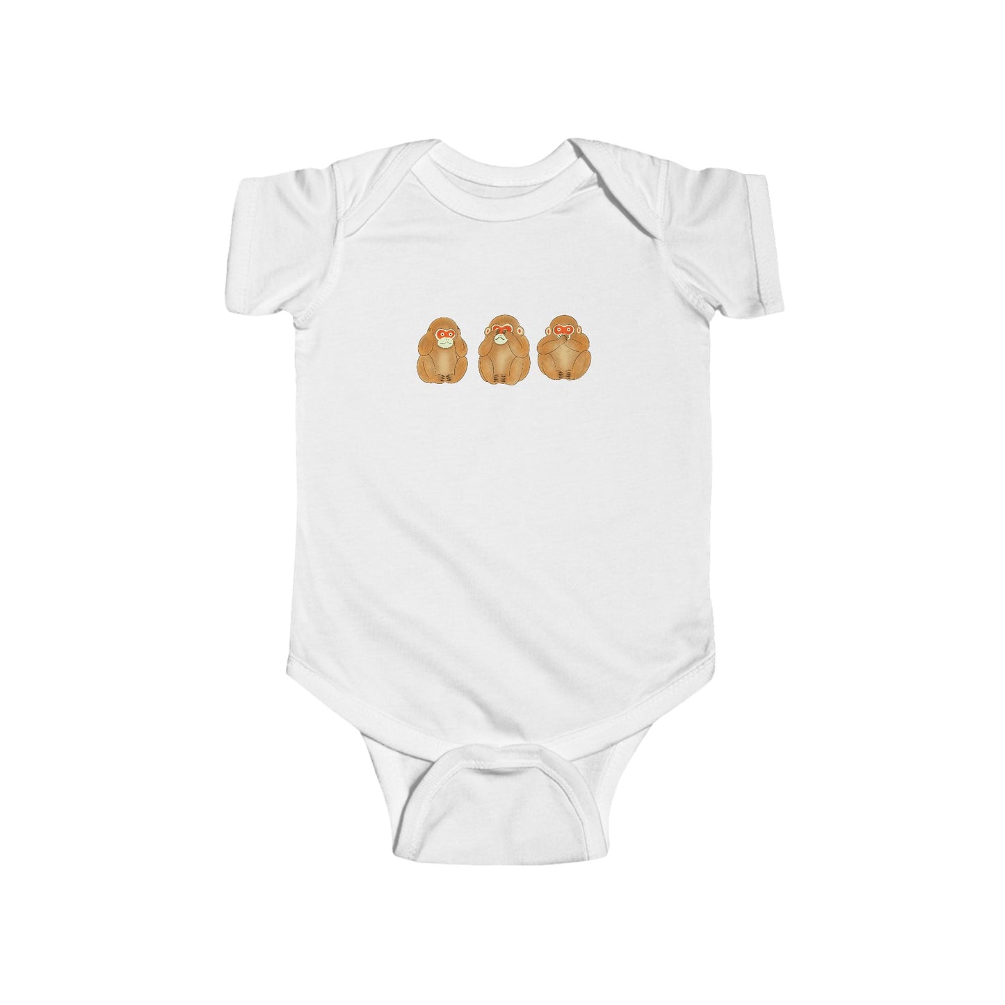 Three Wise Monkeys Fushimi clay doll Onesie | Three Wise Monkeys