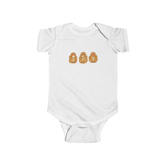 Three Wise Monkeys Fushimi clay doll Onesie | Three Wise Monkeys