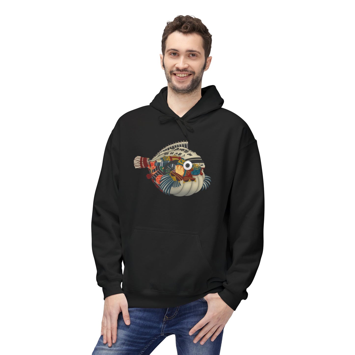 Pufferfish Art Hoodie — Colorful Japanese Fish Graphic Pullover