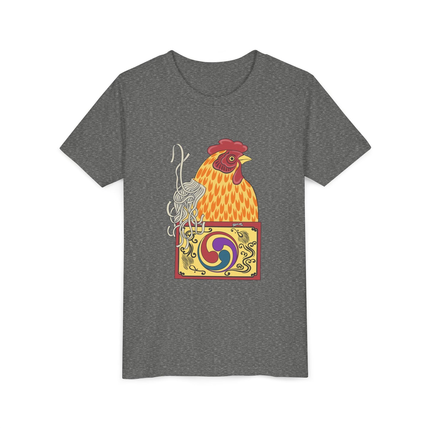 Japanese Rooster  Youth T-Shirt — Colorful Rooster Shimizu Seifū