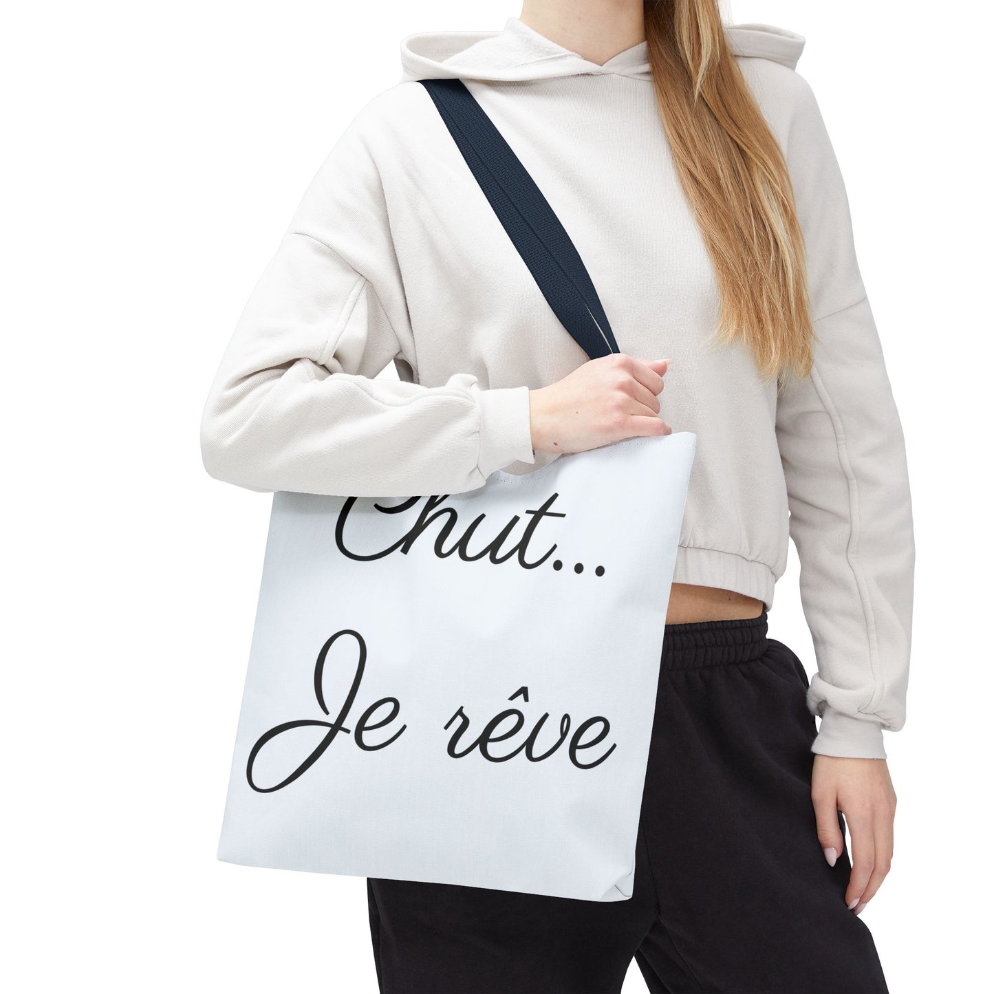 Tote Bag — "Chut... Je rêve" French Script Reversible Tote