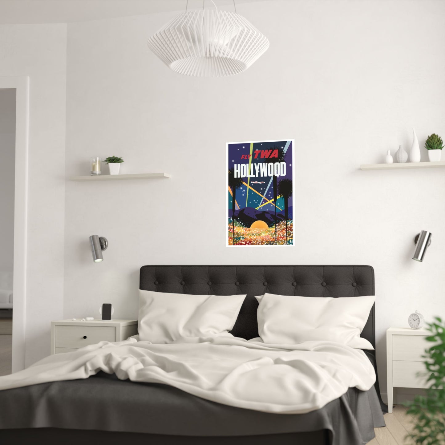 Vintage Travel Destination Hollywood Satin Poster