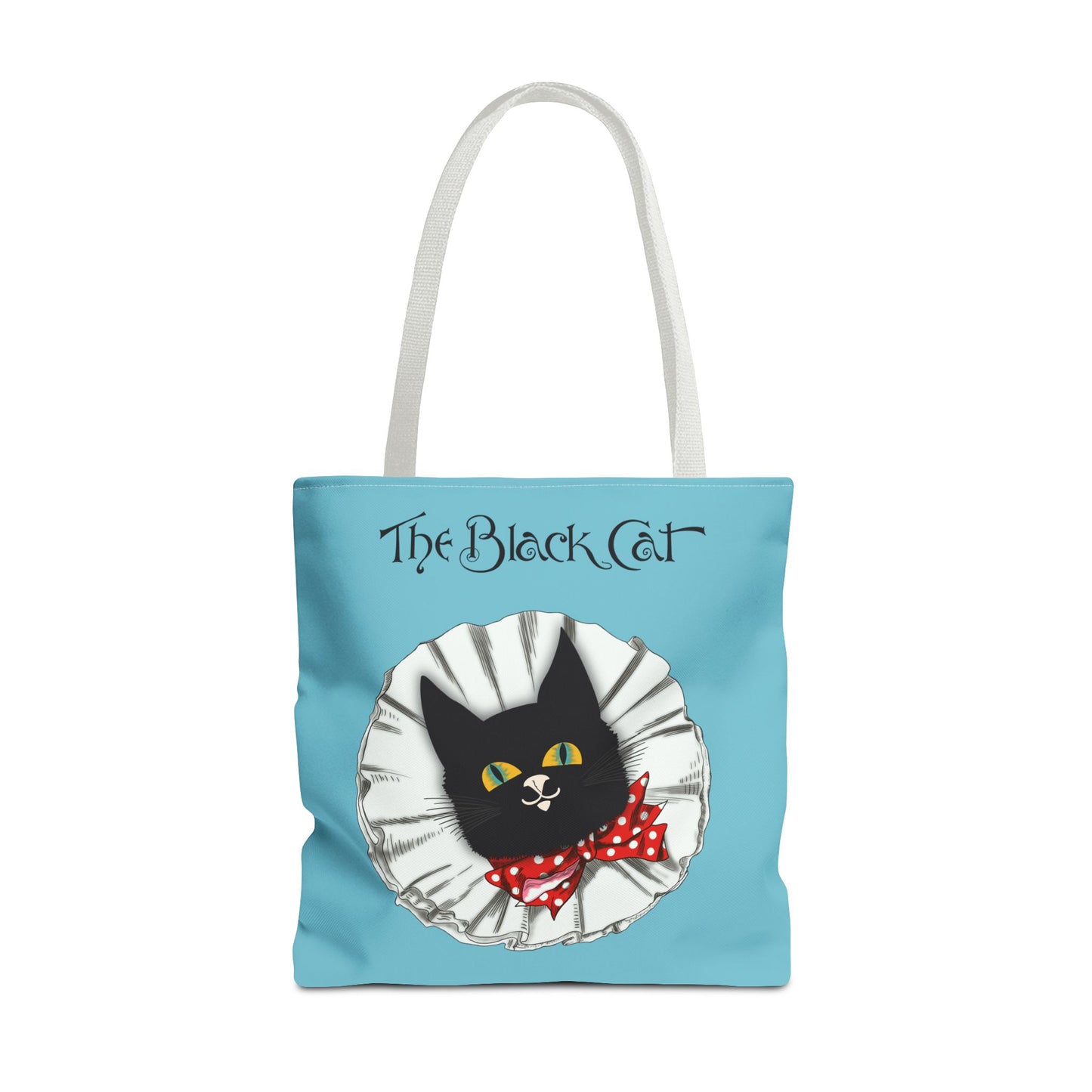 The Black Cat Clown Blue Tote Bag — Cute Vintage Cat Illustration Tote