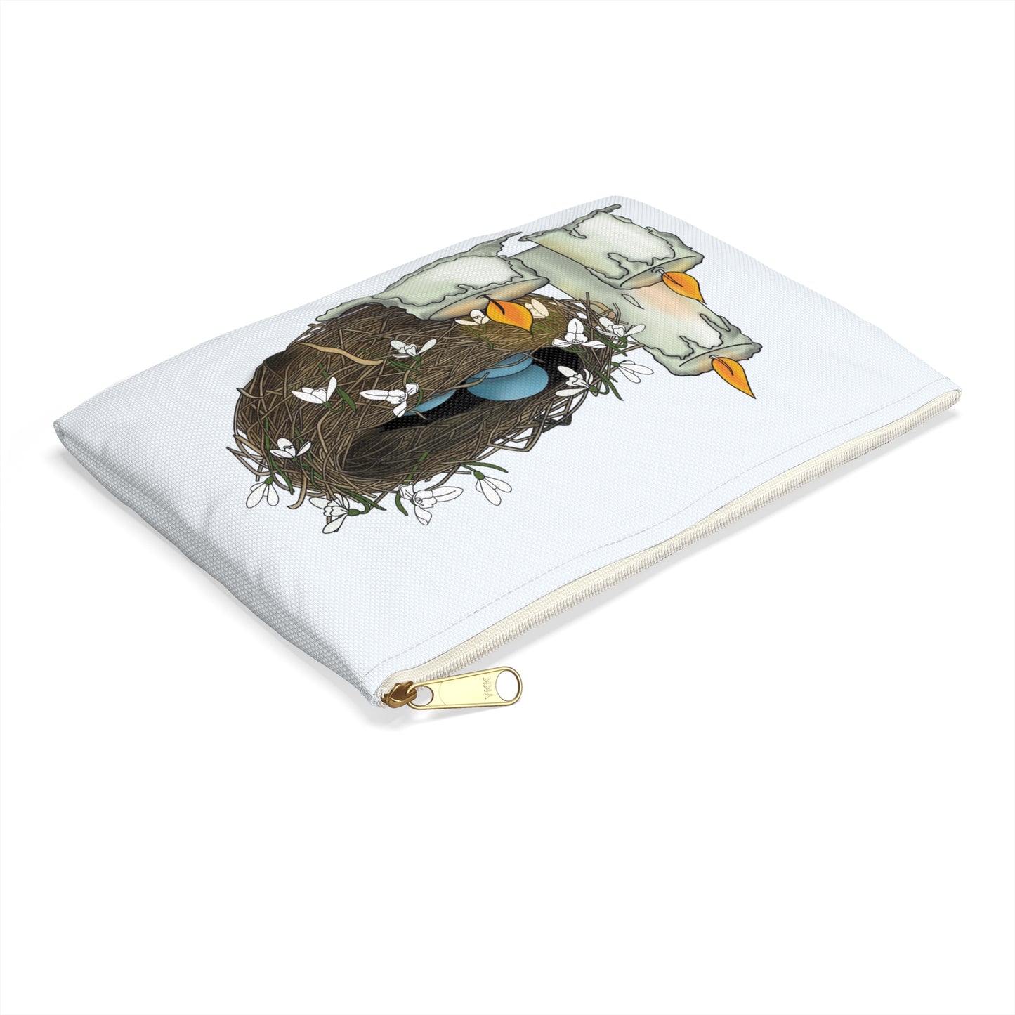 Imbolc Candle Nest Makeup Bag, Easter Gift, Spring Travel Organizers, Cute Storage Bag for Essentials