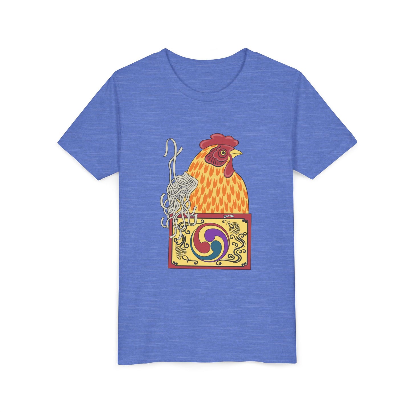 Japanese Rooster  Youth T-Shirt — Colorful Rooster Shimizu Seifū