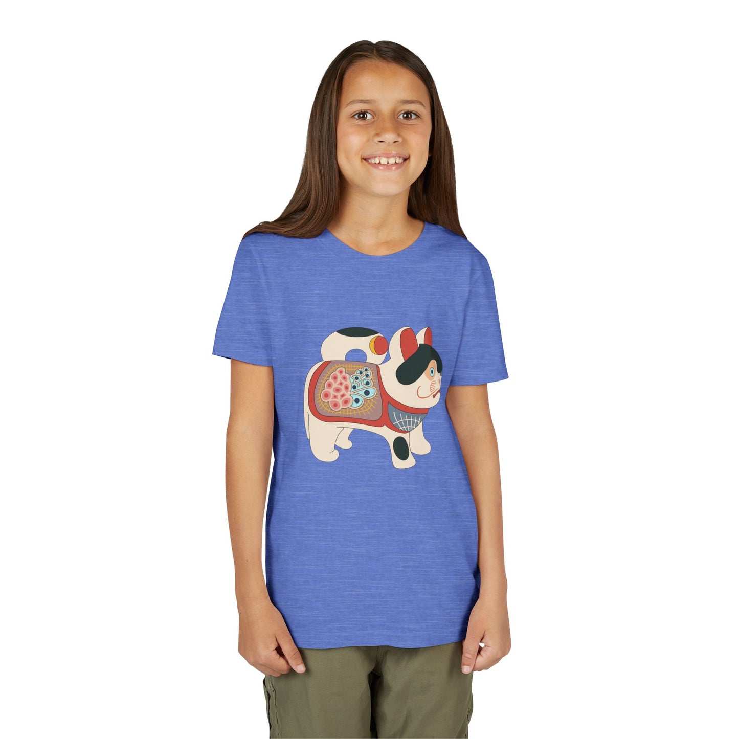 Lucky Inu Hariko illustration by Kawasaki Kyosen Youth Tshirt— Japanese Lucky Cat Tee