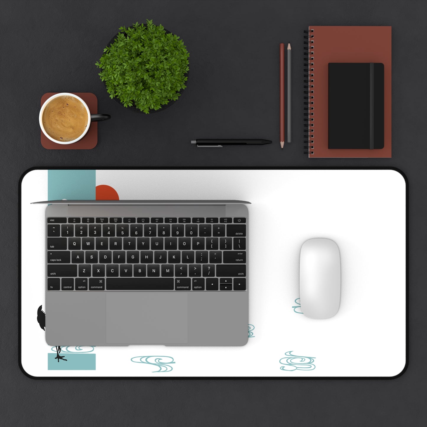 Elegant Japanese Crane Desk Mat