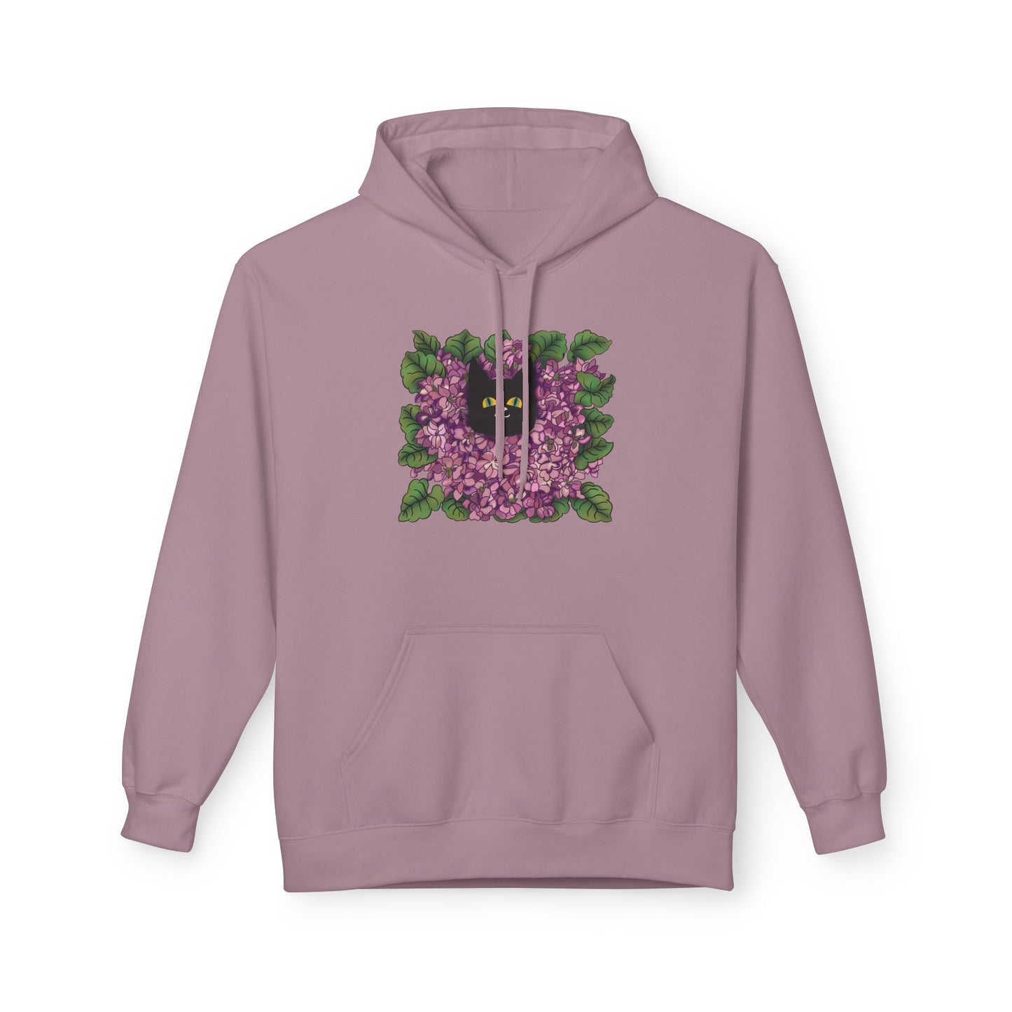 Lillac Black Cat Hoodie — Vintage Purple Lilac Graphic Pullover