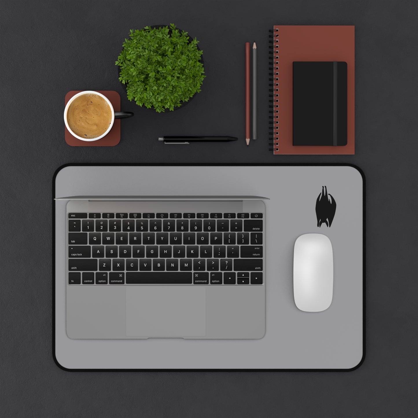 Sleek Black Hangin Bat Desk Mat