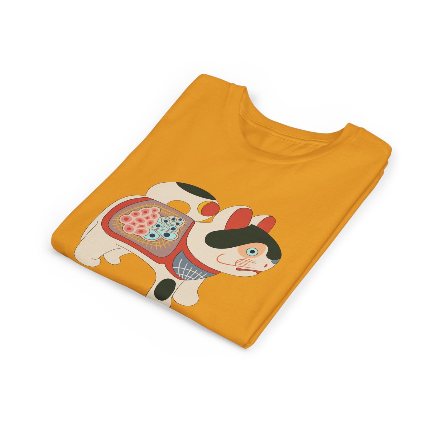 Lucky Inu Hariko illustration by Kawasaki Kyosen Youth Tshirt— Japanese Lucky Cat Tee