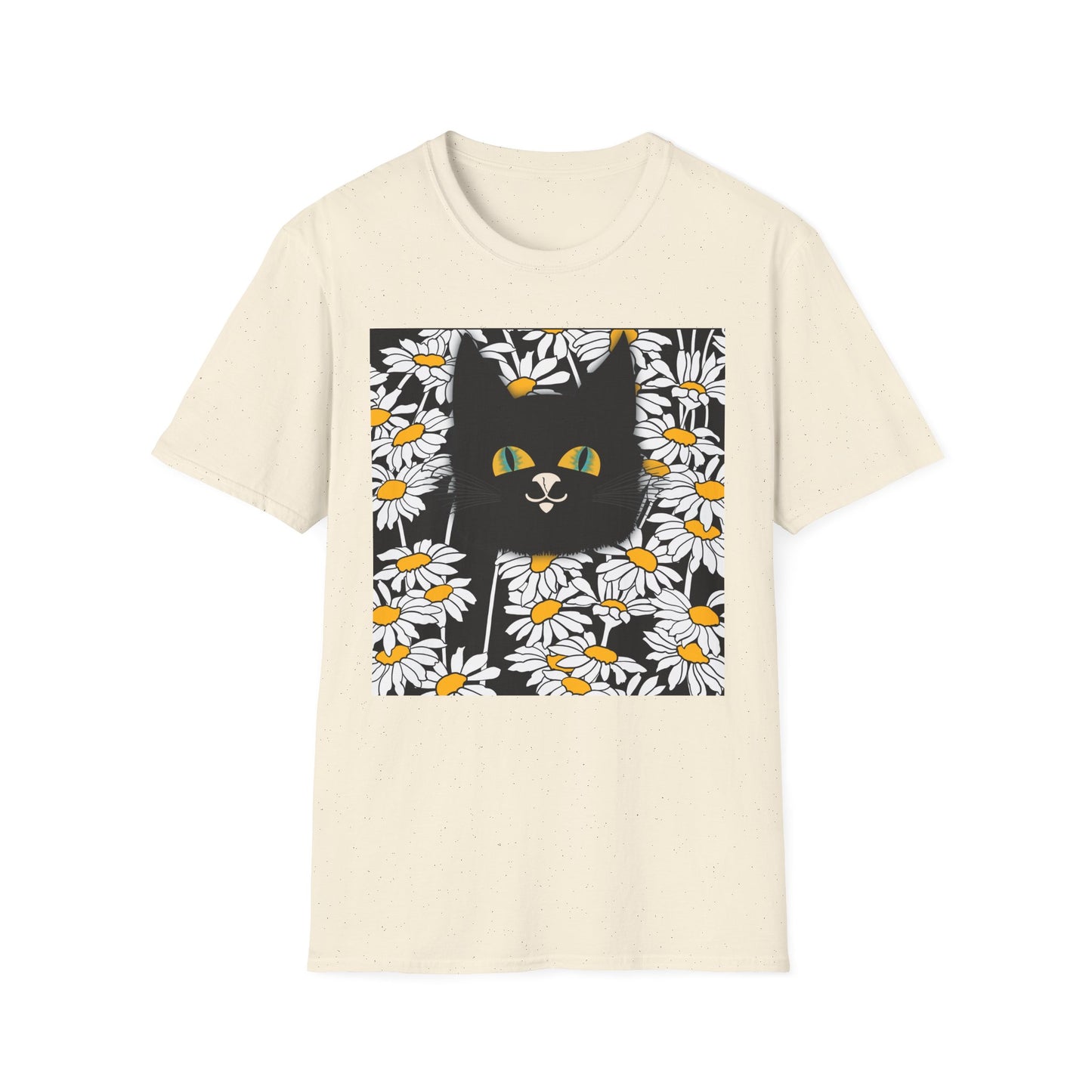 Black Cat Daisy T‑Shirt — Cute Floral Cat Graphic Tee